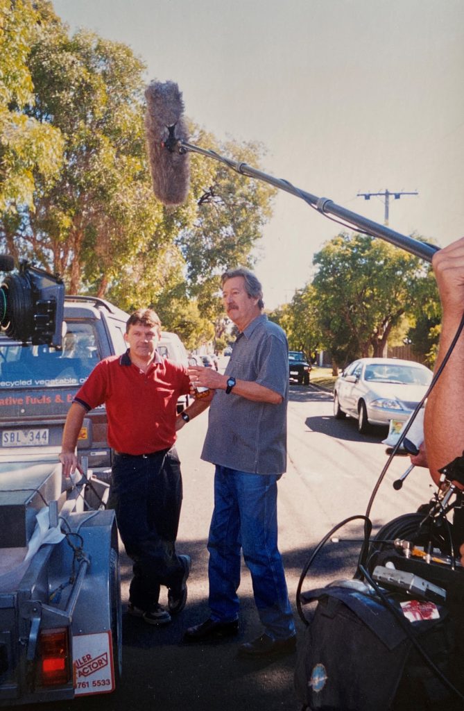 Hot Properties Michael Caton and Colin Gillam during filming